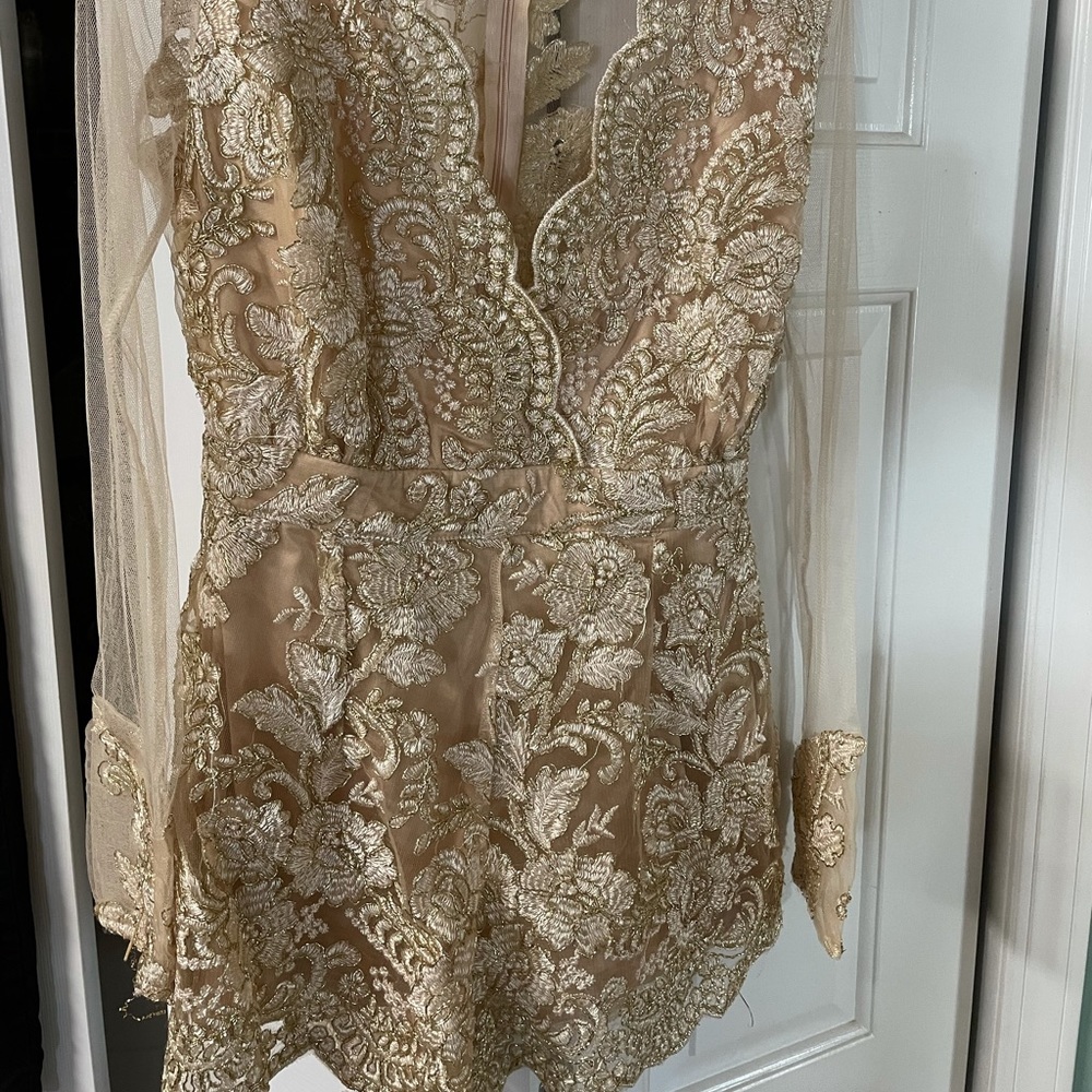 LuLus Gold Romper size small